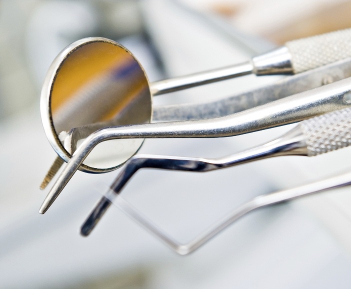 Close up of dental mirrors