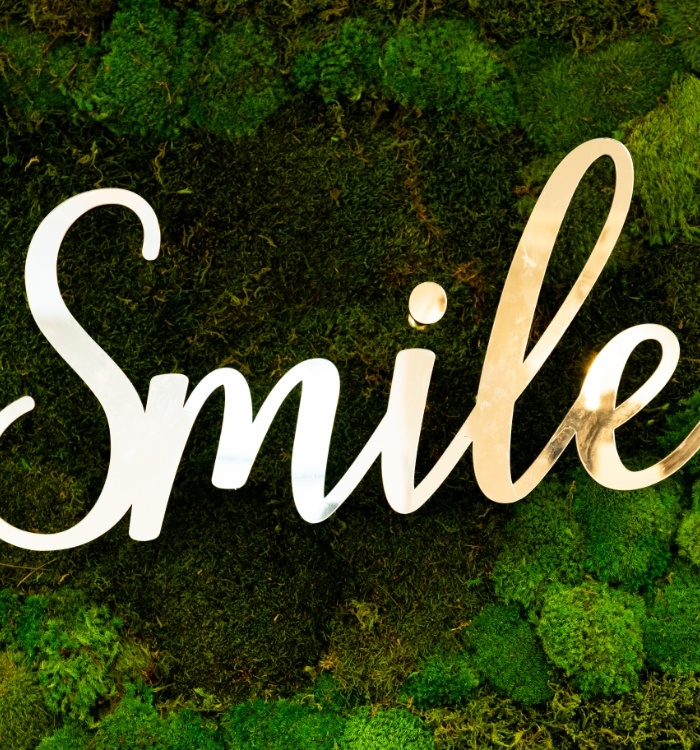 Stylized text that reads smile